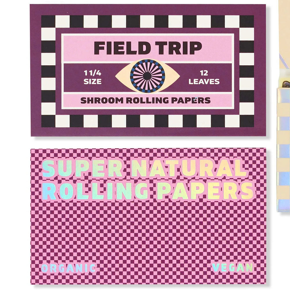 FieldTrip - Schroom Rolling Papers. Vegane Joint Paper mit Mushroom Druck. Diese bedruckten Rolling Papers sind ein must have Accessoire für jeden Joint-Liebhaber.
Entdecke alle Field Trip Papes auf extraordinaryshit.com