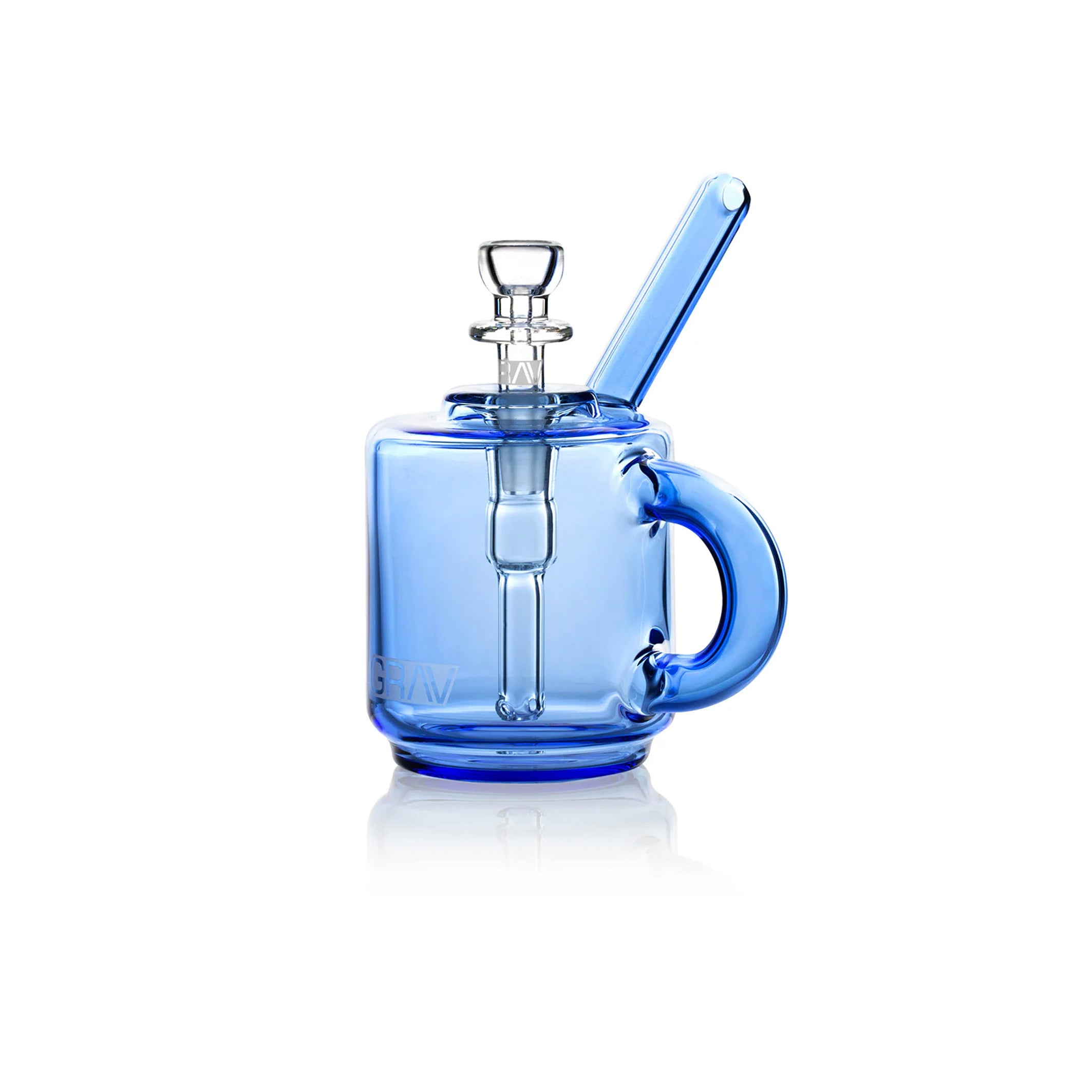 Der Grav Coffee Mug Bubbler in der Bong kolektion auf extraordinaryshit.com. eine premium cannabis zubehör bong aus Glas in Lichtblau von grav.