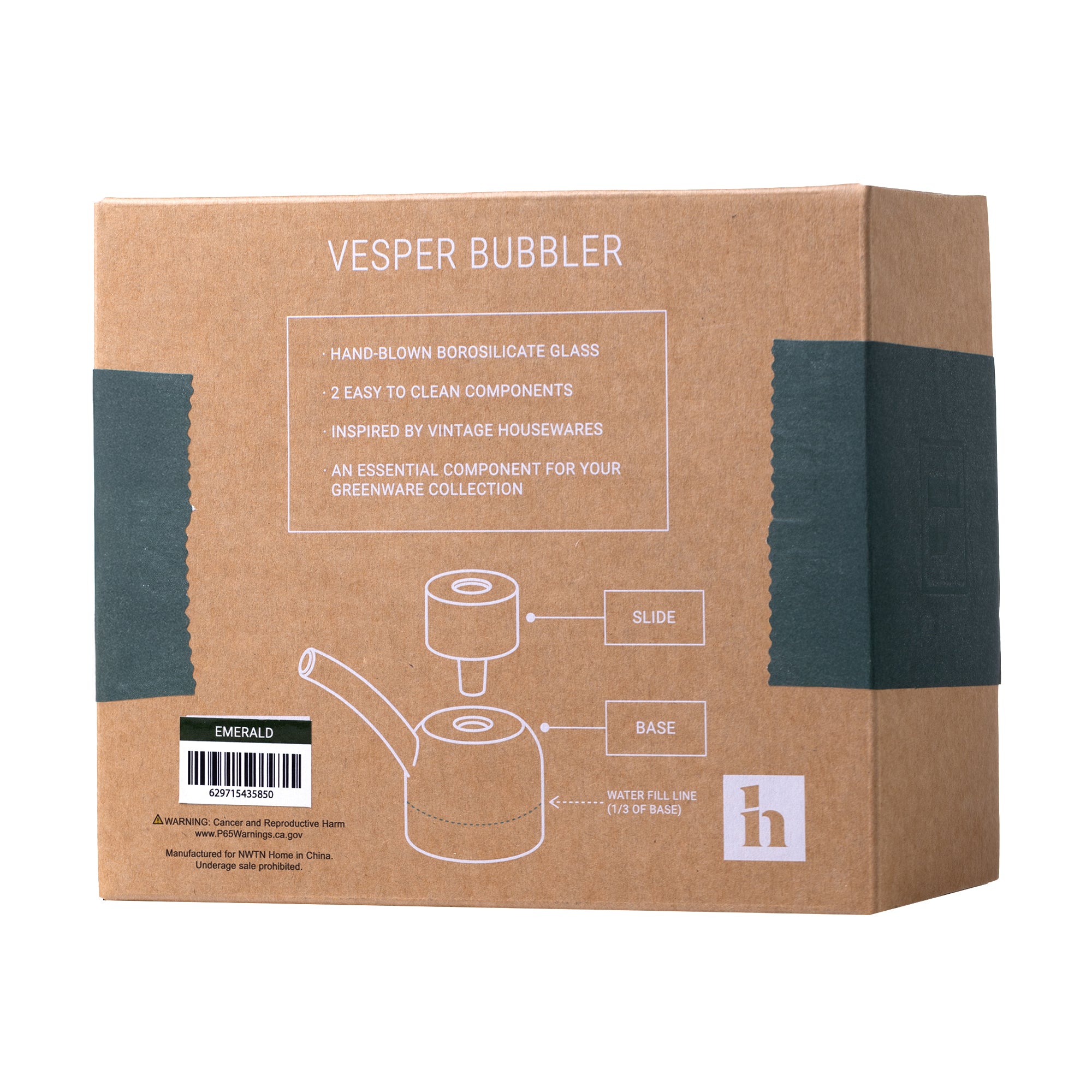 NWTN Home Bubbler in der vesper Version wird in einem geschenkfertigen Karton ausgeliefert und ikann dirket an Cannbis Liebhaber verschenkt werden.