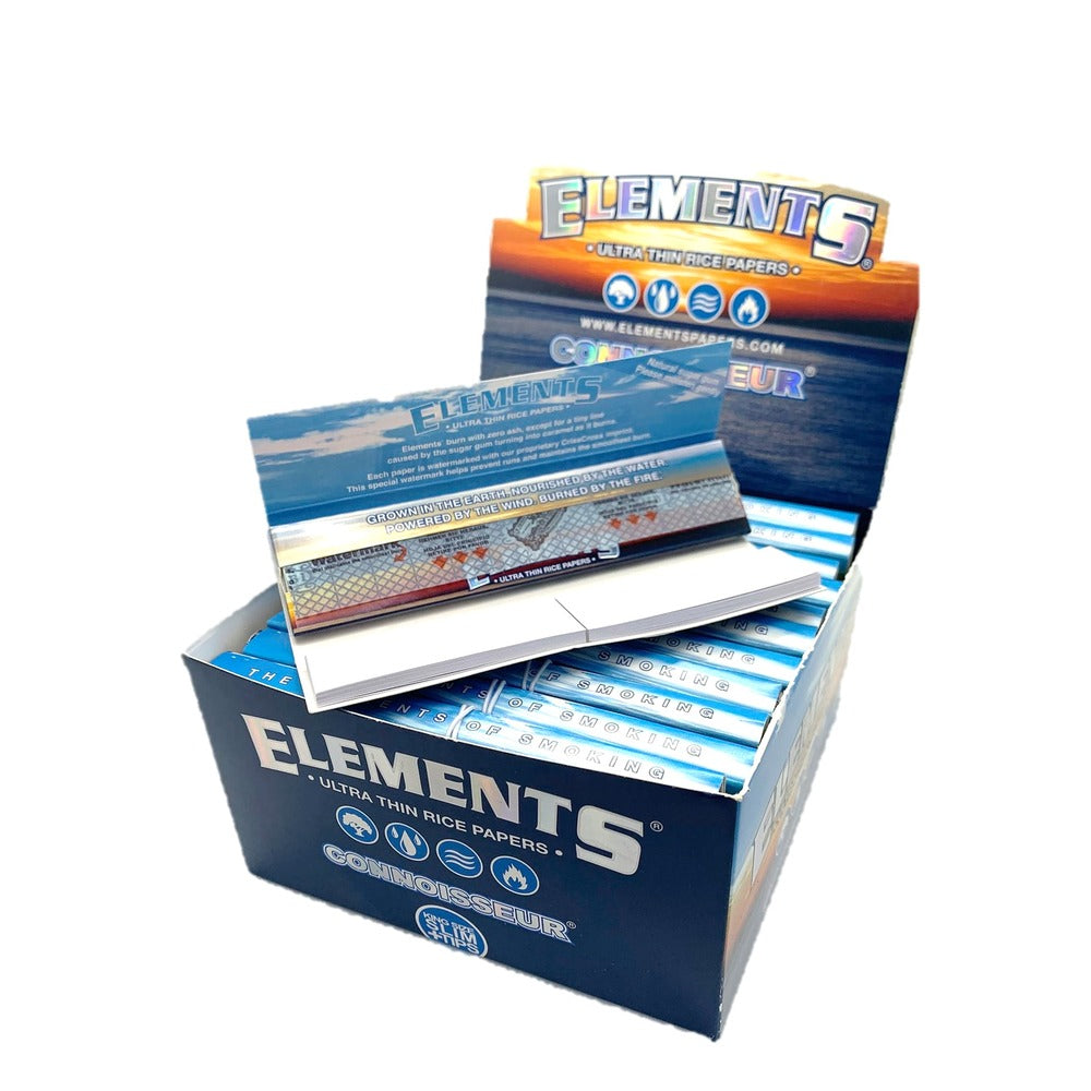 Elements Blue Papers King Size Slim mit Tips – Display mit offener Packung obenauf
