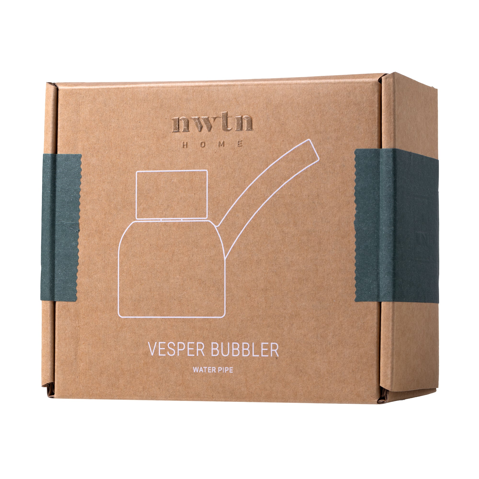 NWTN Home Vesper Bubbler verpackung aus Biologischen Papierkarton mit hochwertigen Aufdrucken. Der Bubbler Karton ist zugeklebt.